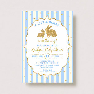Little Bunny Boys Easter Baby shower Invitation Kaart