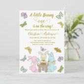 Little Bunny Butterfly 1 Baby shower Kaart (Staand voorkant)