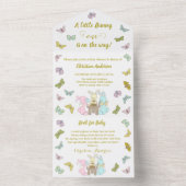 Little Bunny Butterfly One Birthday Baby shower All In One Uitnodiging (Binnen)