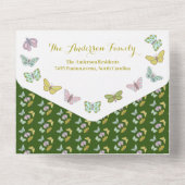 Little Bunny Butterfly One Birthday Baby shower All In One Uitnodiging (Achterkant)