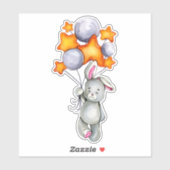 Little Bunny Cute Animal Oranje Grey Sticker (Vel)