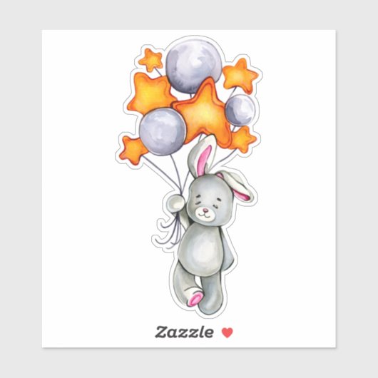 Little Bunny Cute Animal Oranje Grey Sticker (Vel)