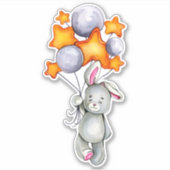 Little Bunny Cute Animal Oranje Grey Sticker (Voorkant)
