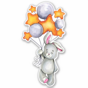 Little Bunny Cute Animal Oranje Grey Sticker