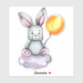 Little Bunny Cute Animal Oranje Grey Sticker (Vel)