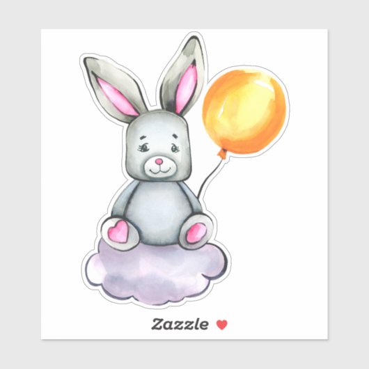 Little Bunny Cute Animal Oranje Grey Sticker (Vel)