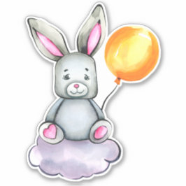 Little Bunny Cute Animal Oranje Grey Sticker
