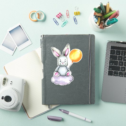 Little Bunny Cute Animal Oranje Grey Sticker (iPad Cover)