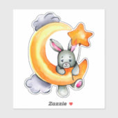 Little Bunny Cute Animal Oranje Grey Sticker (Vel)