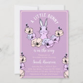 Little Bunny Cute Paars Floral Baby shower Kaart (Voorkant)