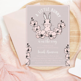 Little Bunny Cute Pink Floral Baby shower Kaart
