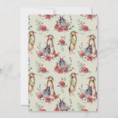 Little Bunny Ear Floral Green Baby shower Kaart (Achterkant)