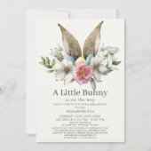 Little Bunny Ear Floral Green Drive-by Baby shower Kaart (Voorkant)