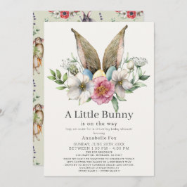 Little Bunny Ear Floral Green Drive-by Baby shower Kaart