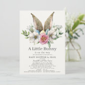 Little Bunny Ear Floral Pink Baby shower by Mail Kaart (Staand voorkant)