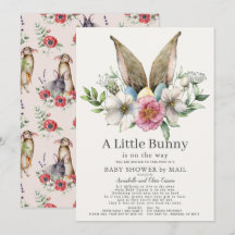 Little Bunny Ear Floral Pink Baby shower by Mail