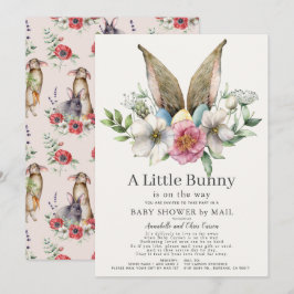 Little Bunny Ear Floral Pink Baby shower by Mail Kaart