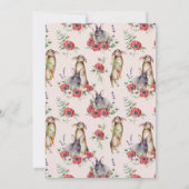 Little Bunny Ear Floral Pink Baby shower Kaart (Achterkant)