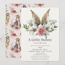 Little Bunny Ear Floral Pink Baby shower