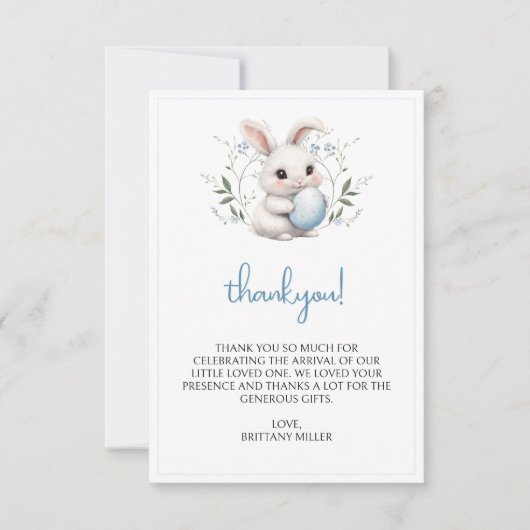 Little Bunny Easter Baby shower Bedankkaart (Voorkant)