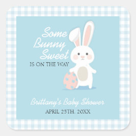 Little Bunny Easter Baby shower Gingham Plaid Vierkante Sticker
