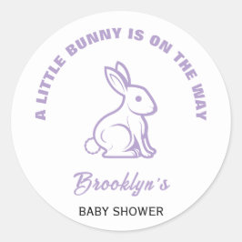 Little Bunny Easter Baby shower Wit Paarse Cool Ronde Sticker