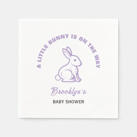 Little Bunny Easter Baby shower Wit Paarse Cool Servet (Voorkant)