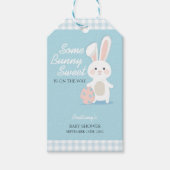 Little Bunny Easter Checkered Baby shower Cadeaulabel (Voorkant)