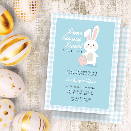 Little Bunny Easter Checkered Baby shower Kaart