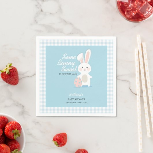 Little Bunny Easter Checkered Baby shower Servet (Insitu)