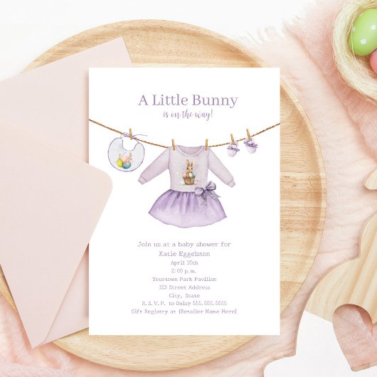 Little Bunny Easter Paarse Meisje Baby shower Kaart