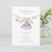 Little Bunny Easter Paarse Meisje Baby shower Kaart (Staand voorkant)