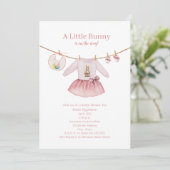 Little Bunny Easter Pink Girl Kleding Baby shower Kaart (Staand voorkant)