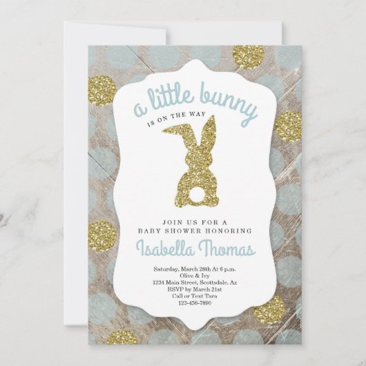 Little Bunny Easter Theme Baby shower for Boy Kaart (Voorkant)
