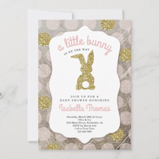 Little Bunny Easter Theme Baby shower voor Meisje Kaart (Voorkant)