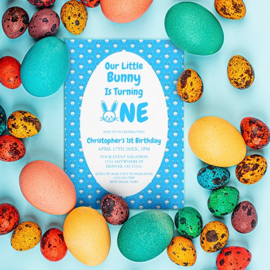 Little Bunny First Birthday Kaart