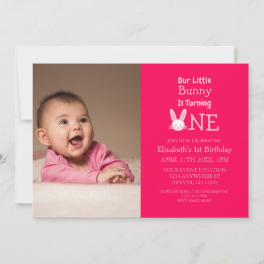 Little Bunny First Birthday Kaart (Voorkant)