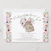 Little Bunny Floral Love Heart Baby Sprinkle Kaart (Voorkant)
