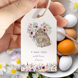 Little Bunny Floral Love Heart Dank je Cadeaulabel