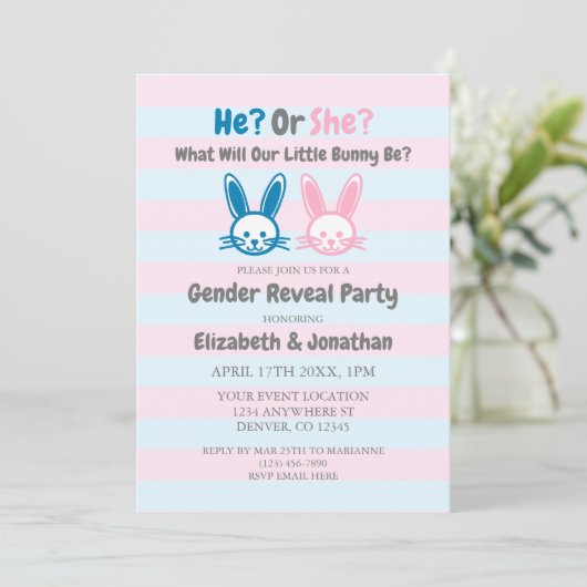 Little Bunny Gender onthulling Kaart (Staand voorkant)