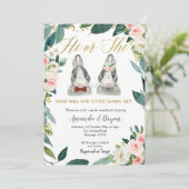 Little Bunny Gender onthulling party Invitation Kaart (Staand voorkant)