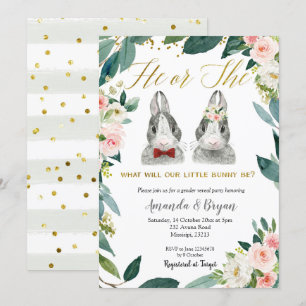 Little Bunny Gender onthulling party Invitation Kaart
