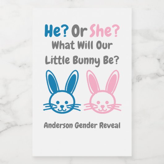 Little Bunny Gender onthulling Wijn Etiket (Enkel label)