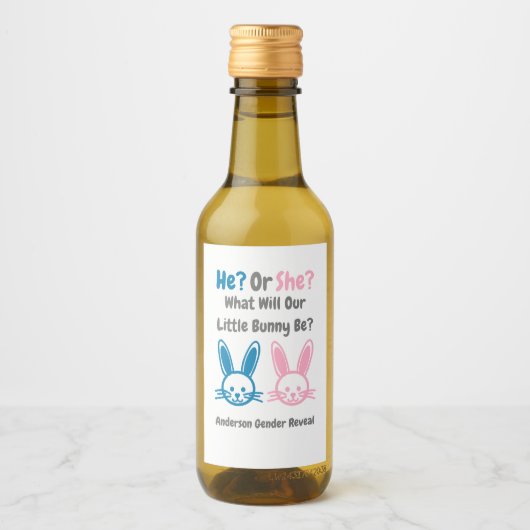 Little Bunny Gender onthulling Wijn Etiket (Voorkant)