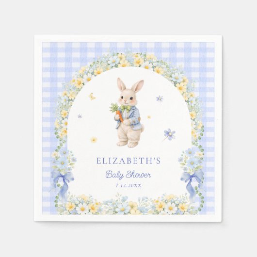 Little Bunny Gingham Boy Baby Shower Servet (Voorkant)