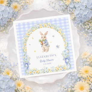 Little Bunny Gingham Boy Baby Shower Servet