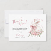 Little Bunny Girl Baby Shower Bedankkaart (Voorkant)