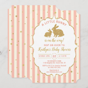 Little Bunny Girls Easter Baby shower Invitation Kaart