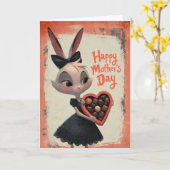 Little Bunny Giving Mother's Day Chocolates Kaart (Gele Bloem)