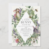 Little Bunny Greenery Rhombus Virtual Baby shower Kaart (Voorkant)